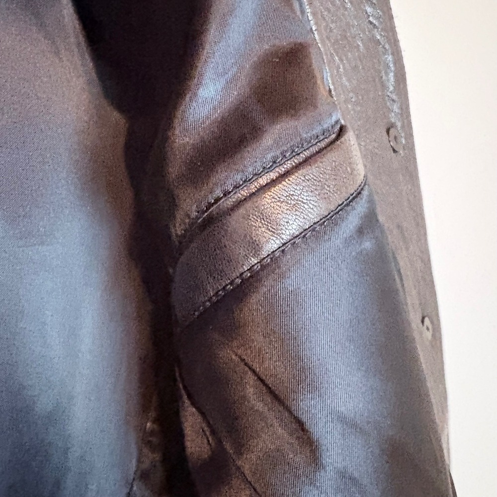 Y2K 90s Scully Leather Jacket Women Size 6 Brown Textured Button Front Blazer - Picture 10 of 16